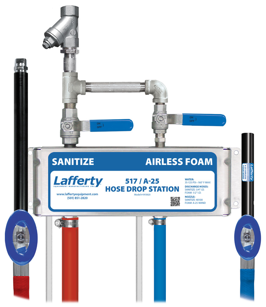 Lafferty 517 Sanitize / A-25 Airless Foam Hose Drop Station (image for) Lafferty 517 Sanitize / A-25 Airless Foam Hose Drop Station
