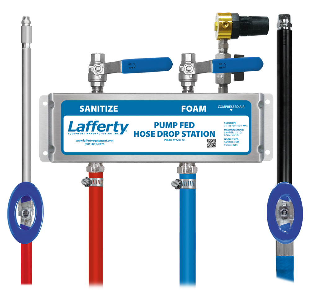 Lafferty Pump Fed Sanitize / Foam Hose Drop Station (image for) Lafferty Pump Fed Sanitize / Foam Hose Drop Station